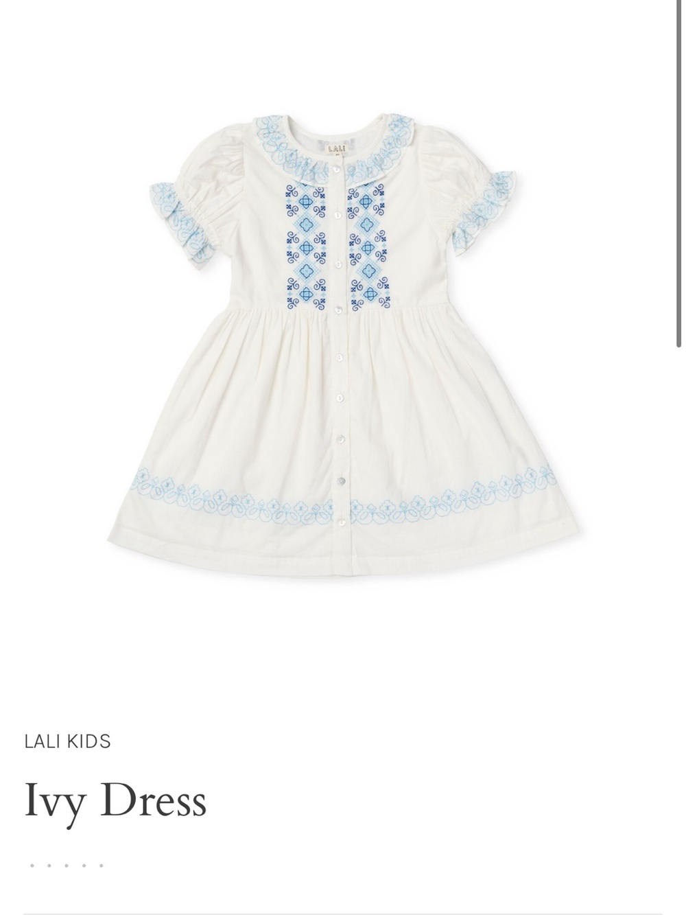 Lali Kids IVY DRESS, OPALINE EMBROIDERY, Size 6